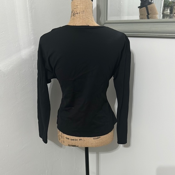 EXPRESS Black Long Sleeve Top with Waist Tie front - Picture 7 of 8